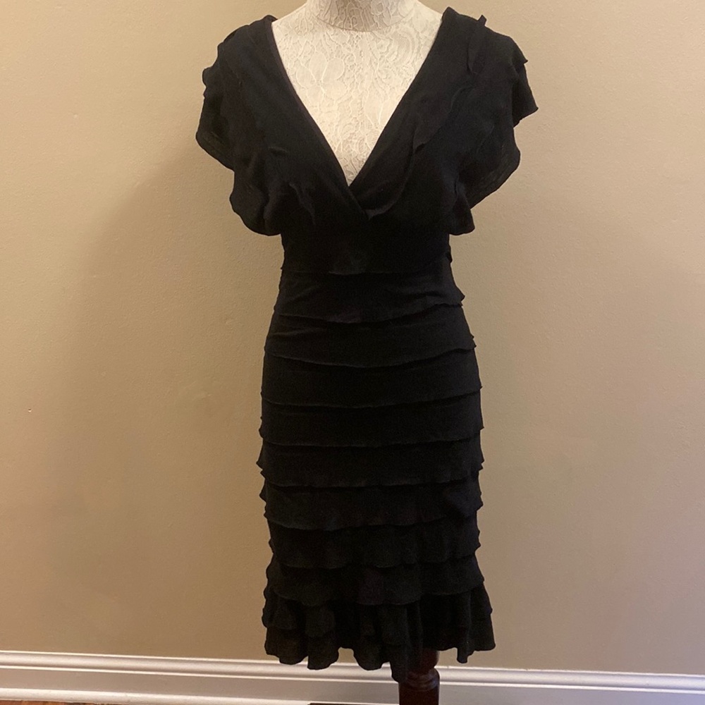 Black sexy ruffled lined dress
